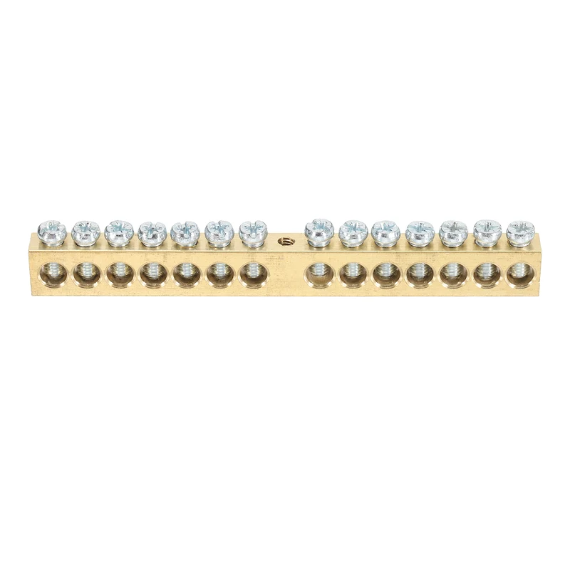 1 Pcs Terminal Ground Bar 14 Positions M5 113x8x12mm Screw Block Barrier Brass