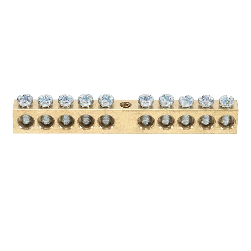1 Pcs Terminal Ground Bar 10 Positions M5 93x8x12mm Screw Block Barrier Brass