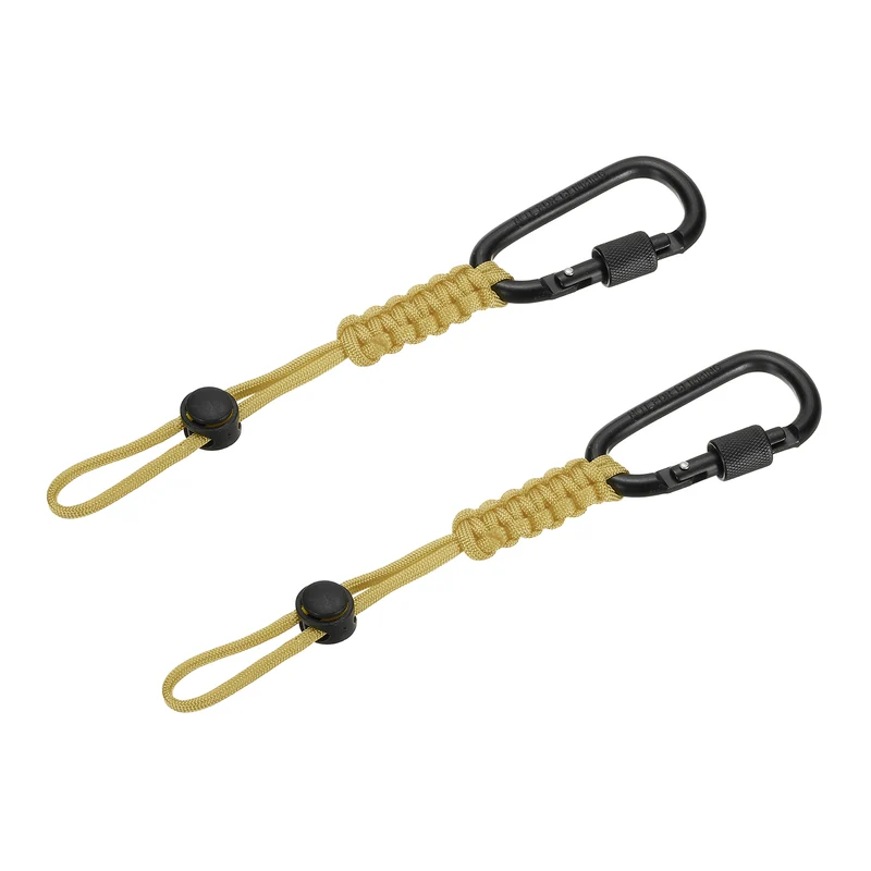 2 Pcs Paracord Keychain Carabiner Clip D Ring Hook, Light Gold