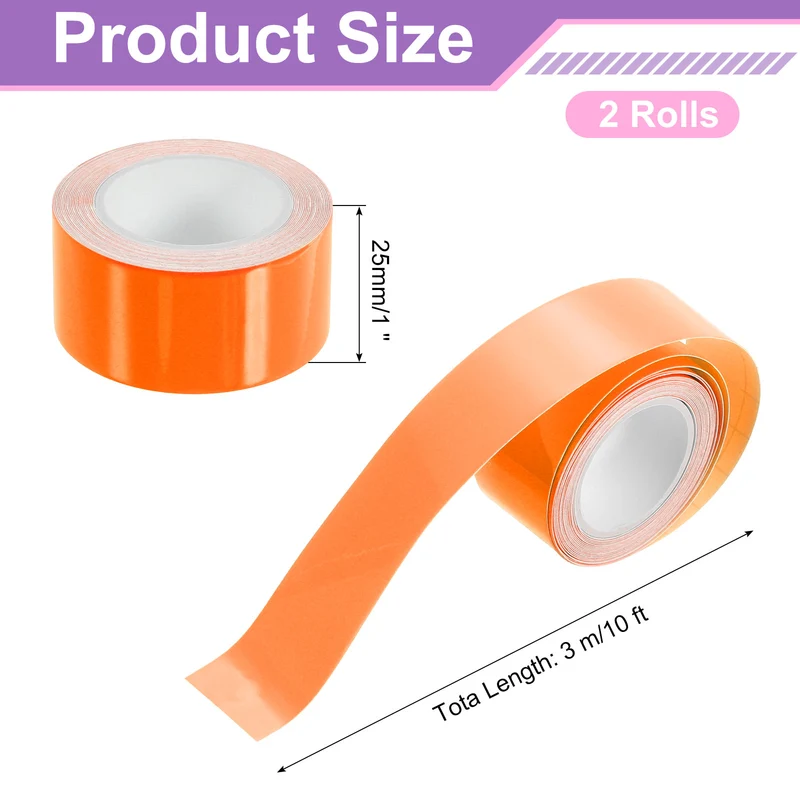 2 Rolls Glow in the Dark Tape 10ft x 1" Bright Sticker Tape, Orange