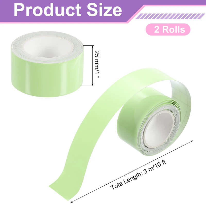 2 Rolls Glow in the Dark Tape 10ft x 1" Bright Sticker Tape, Green