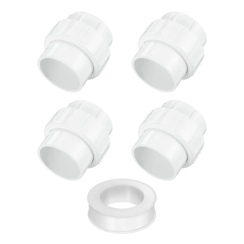 4Pcs 63mm(2") PVC-Union Coupling Pipe Fitting Slip Joint Adapter, White