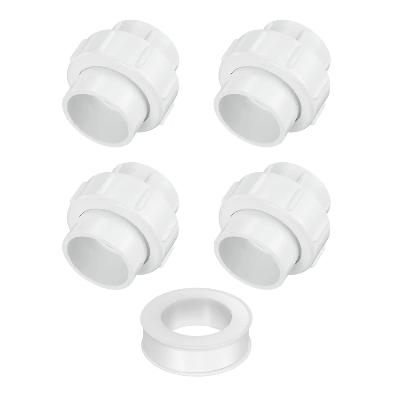 4Pcs 40mm(1-1/4") PVC-Union Coupling Pipe Fitting Slip Joint Adapter, White