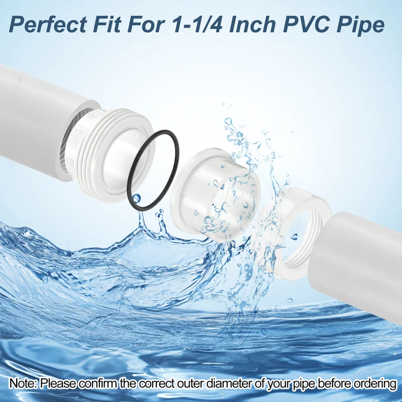 4Pcs 40mm(1-1/4") PVC-Union Coupling Pipe Fitting Slip Joint Adapter, White