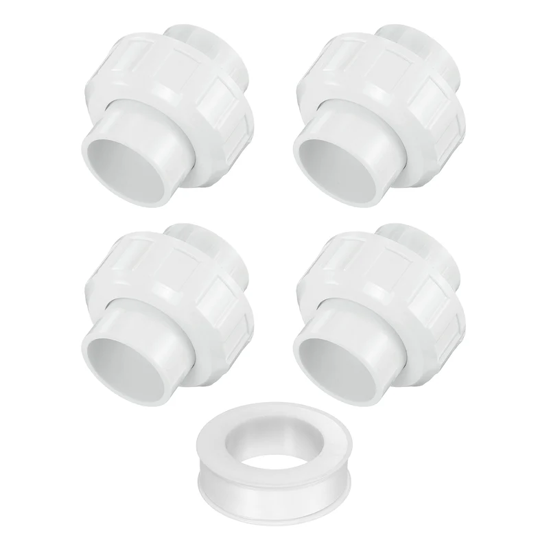 4Pcs 32mm(1") PVC-Union Coupling Pipe Fitting Slip Joint Adapter, White