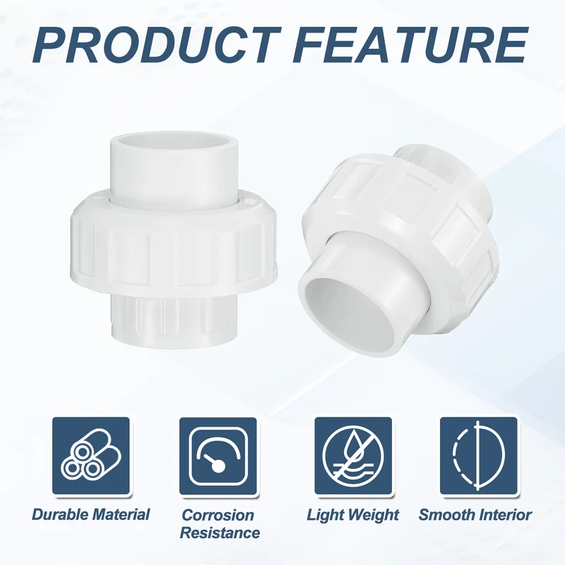 4Pcs 32mm(1") PVC-Union Coupling Pipe Fitting Slip Joint Adapter, White