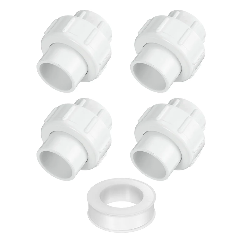 4Pcs 25mm(3/4") PVC-Union Coupling Pipe Fitting Slip Joint Adapter, White