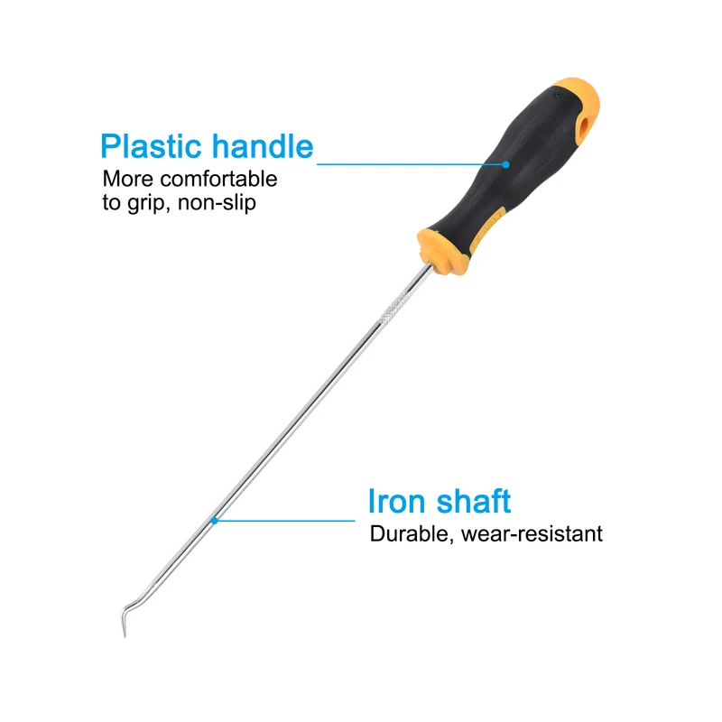 O-Ring 45 Degree Hook 250mm, Oil Seal Gasket Precision Screwdriver Puller Remover Removal Tool, Yellow