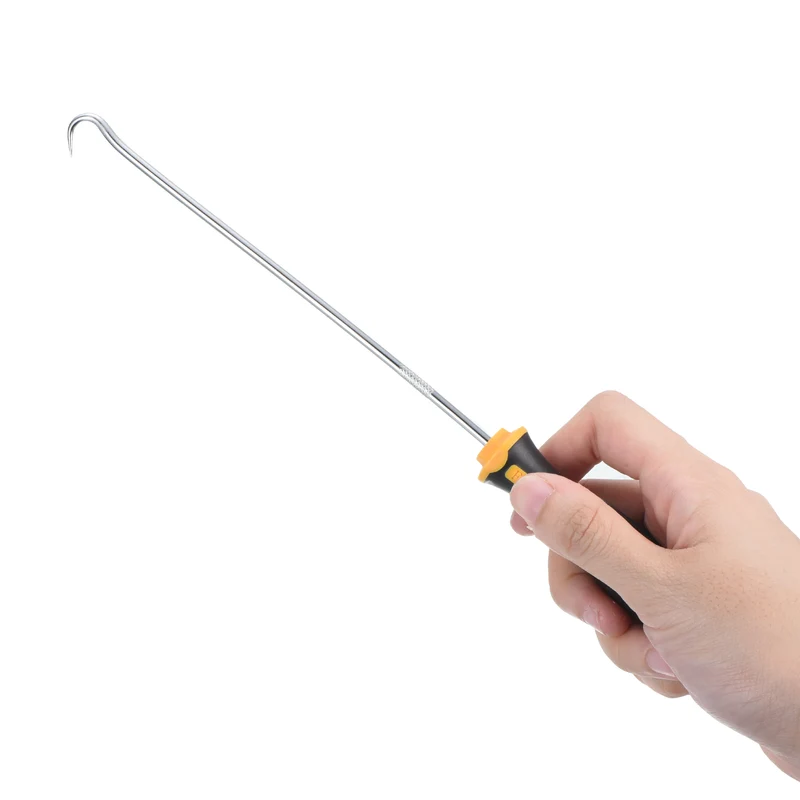 O-Ring 90 Degree Hook 250mm, Oil Seal Gasket Precision Screwdriver Puller Remover Removal Tool, Yellow