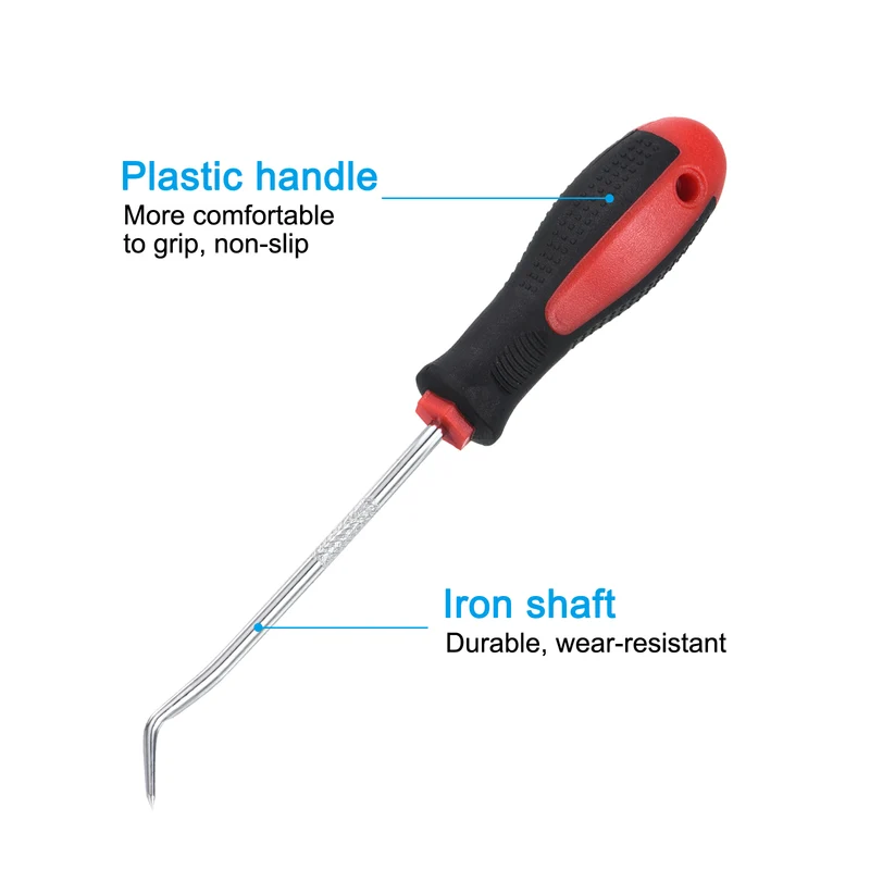 O-Ring 45 Degree Hook 150mm, 2 Pcs Oil Seal Gasket Precision Screwdriver Puller Remover Removal Tool, Red