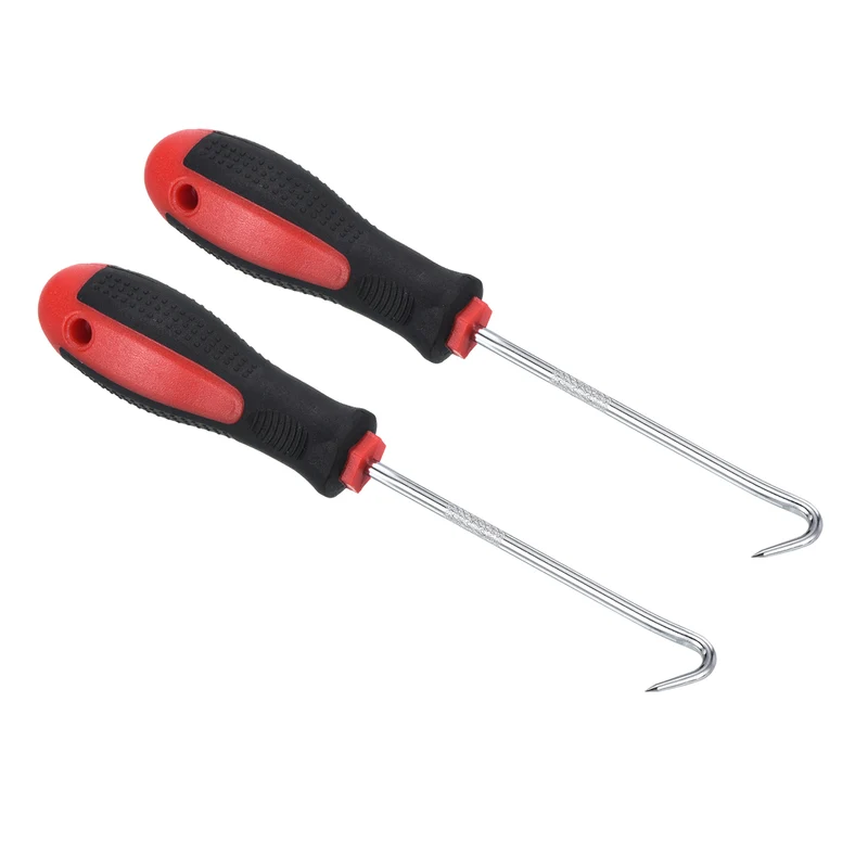 O-Ring 90 Degree Hook 150mm, 2 Pcs Oil Seal Gasket Precision Screwdriver Puller Remover Removal Tool, Red