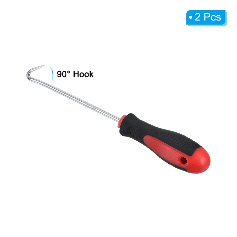 O-Ring 90 Degree Hook 150mm, 2 Pcs Oil Seal Gasket Precision Screwdriver Puller Remover Removal Tool, Red