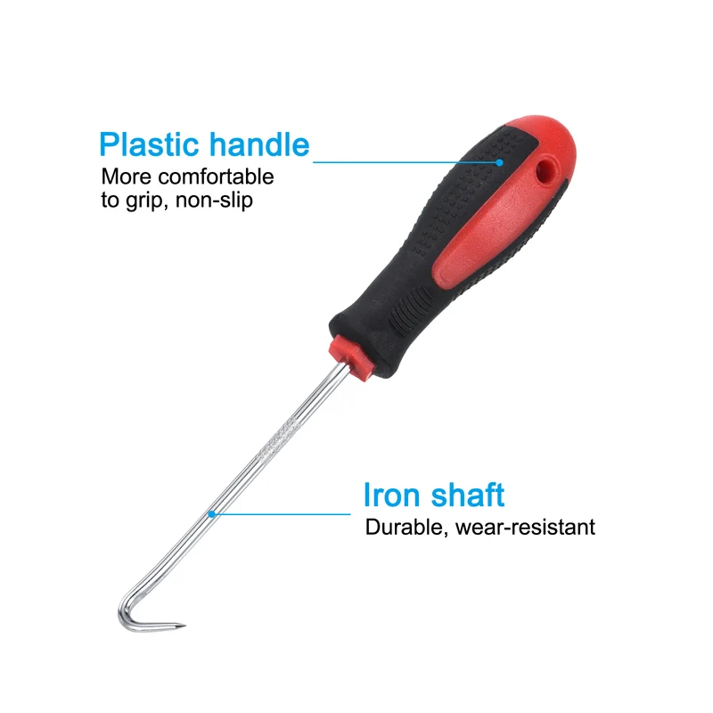 O-Ring 90 Degree Hook 150mm, 2 Pcs Oil Seal Gasket Precision Screwdriver Puller Remover Removal Tool, Red