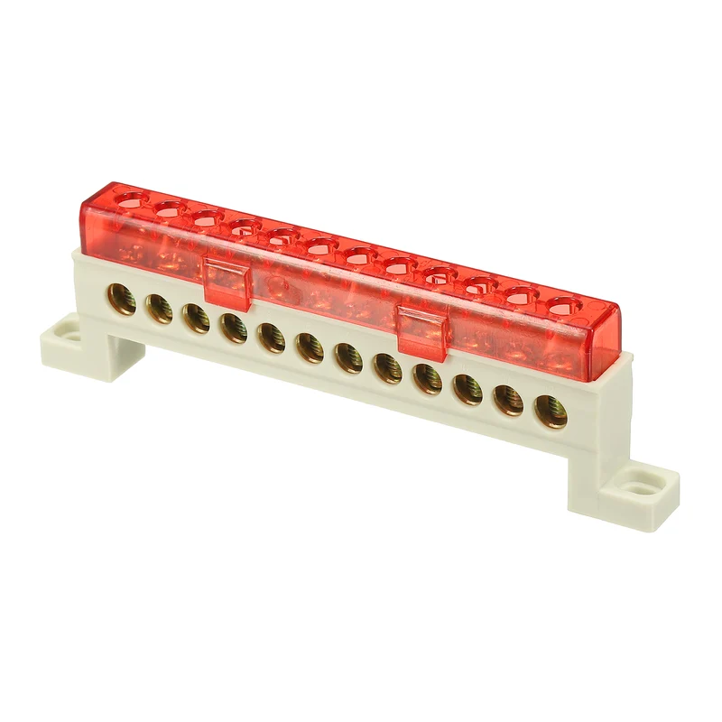 Terminal Ground Bar, 12 Positions 7x11mm Ground Block for Electrical, Red