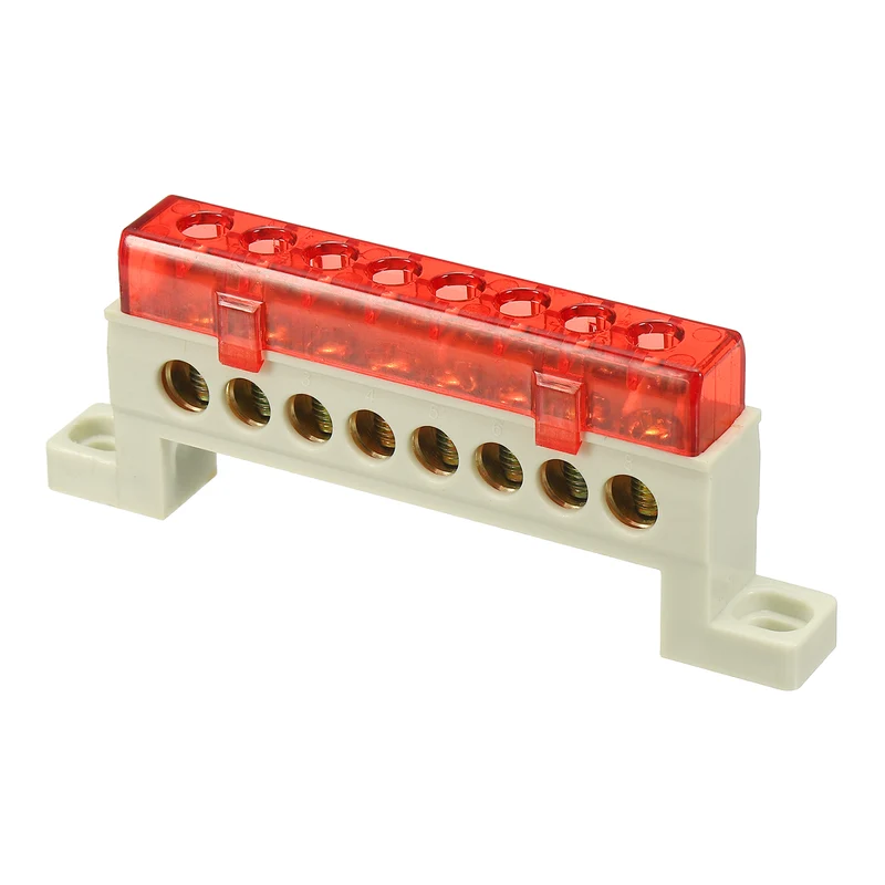 Terminal Ground Bar, 8 Positions 7x11mm Ground Block for Electrical, Red