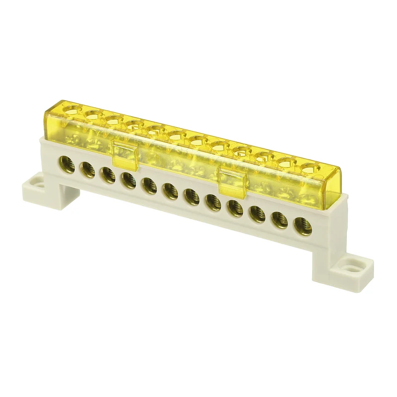 Terminal Ground Bar, 12 Positions 7x11mm Ground Block for Electrical, Yellow