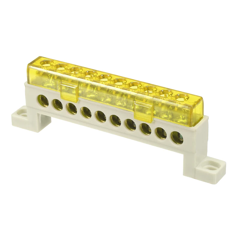 Terminal Ground Bar, 10 Positions 7x11mm Ground Block for Electrical, Yellow