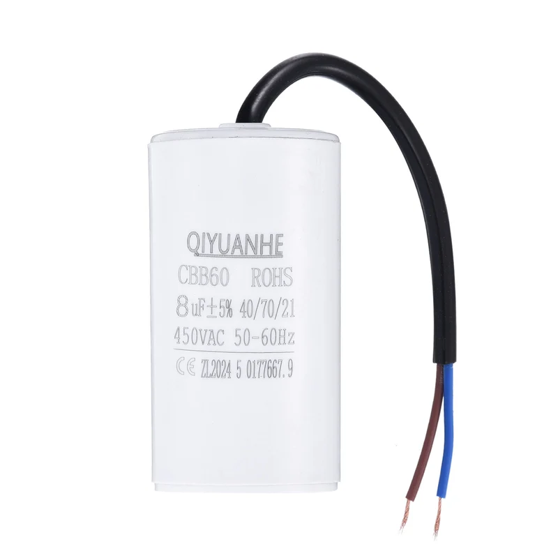 CBB60 8uf Running Capacitor 450VAC 50/60Hz 66x35mm