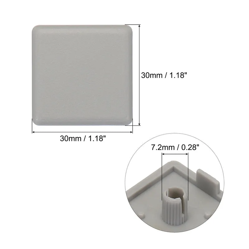 20Pcs Standard Plastic Square Aluminum Extrusion End Cap Grey 30x30mm for Trolley, Fish Tank Rack, Storage Rack