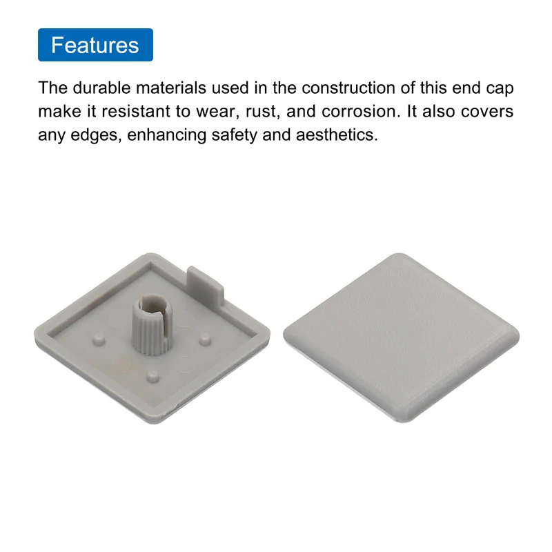 20Pcs Standard Plastic Square Aluminum Extrusion End Cap Grey 30x30mm for Trolley, Fish Tank Rack, Storage Rack