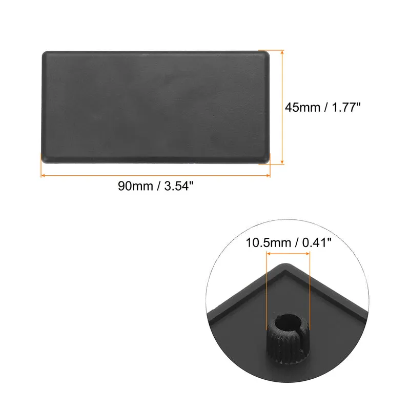 10Pcs Standard Plastic Rectangle Aluminum Extrusion End Cap Black 90x45mm for Trolley, Fish Tank Rack, Storage Rack