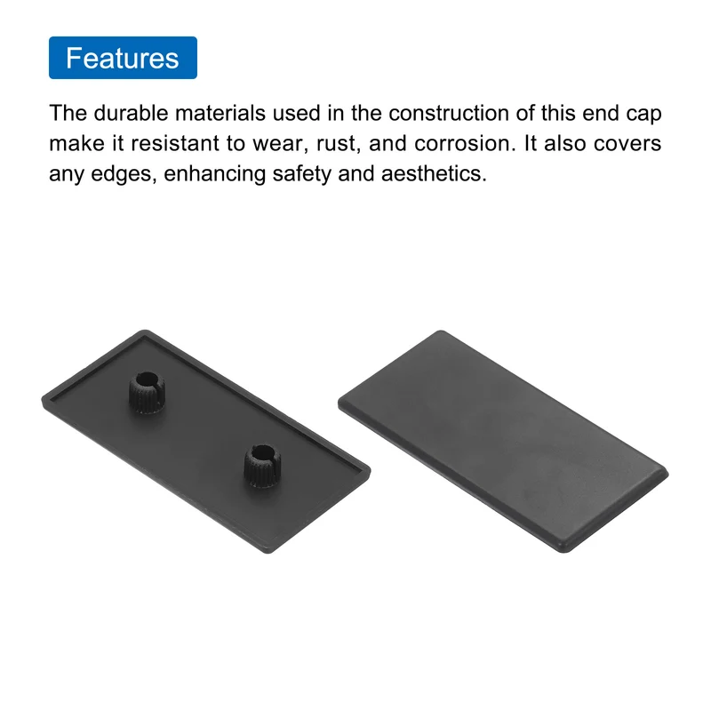 10Pcs Standard Plastic Rectangle Aluminum Extrusion End Cap Black 90x45mm for Trolley, Fish Tank Rack, Storage Rack