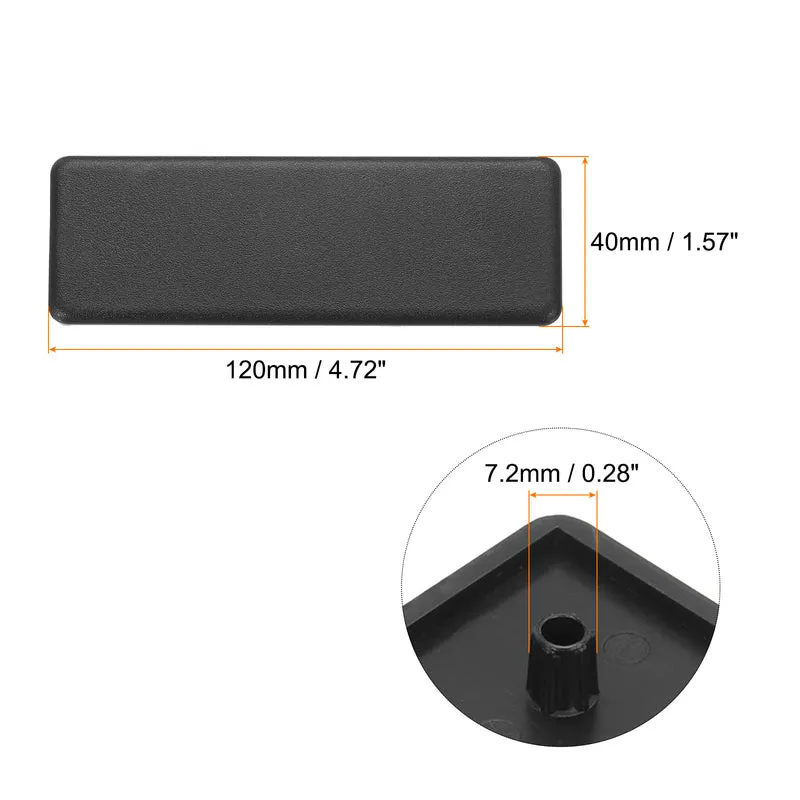 10Pcs Standard Plastic Rectangle Aluminum Extrusion End Cap Black 120x40mm for Trolley, Fish Tank Rack, Storage Rack