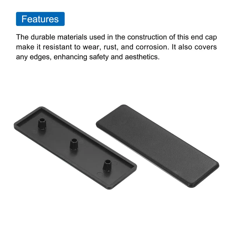 10Pcs Standard Plastic Rectangle Aluminum Extrusion End Cap Black 120x40mm for Trolley, Fish Tank Rack, Storage Rack