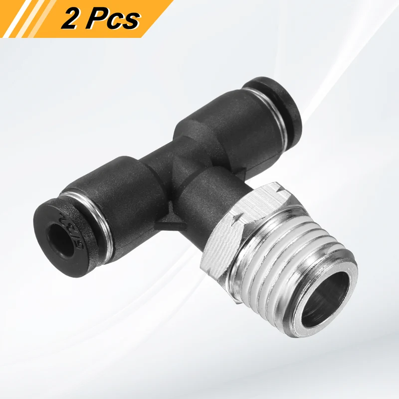 2pcs Air Line Fitting 5/32" x NPT 1/4" Male Thread Push to Connect Branch Tee