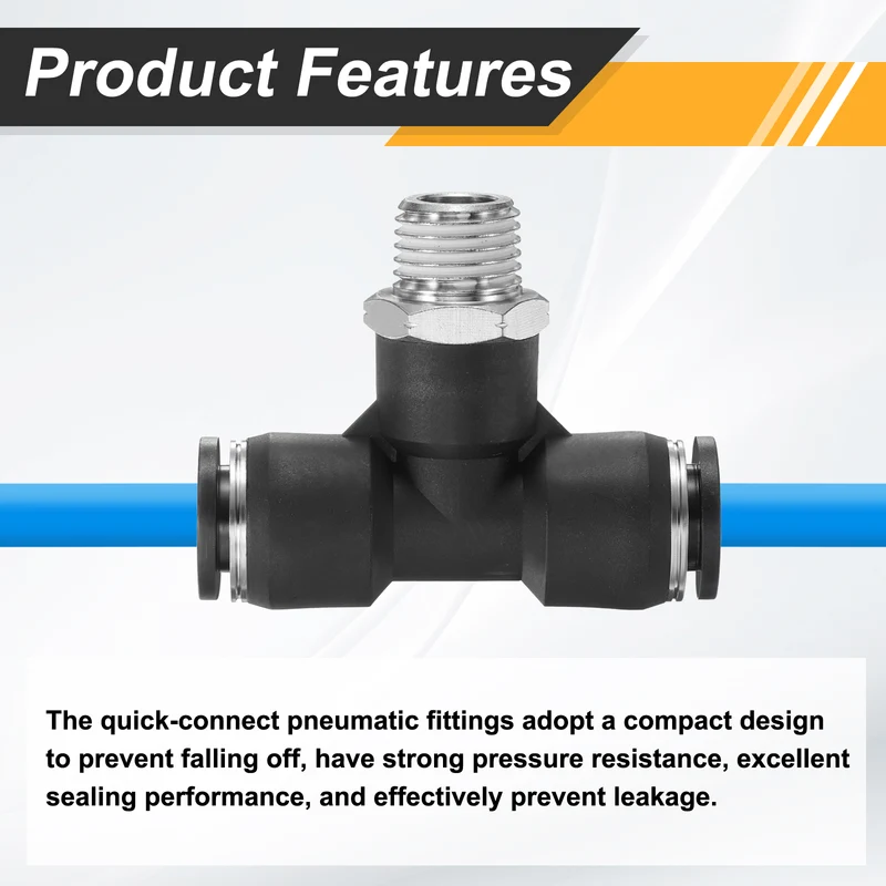 2pcs Air Line Fitting 5/32" x NPT 1/4" Male Thread Push to Connect Branch Tee