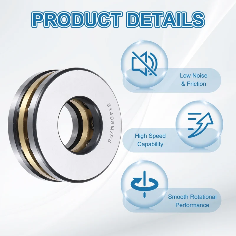 51408M Thrust Ball Bearing, Flat Axial Ball Bearings 39 x 90 x 36.5mm ABEC3