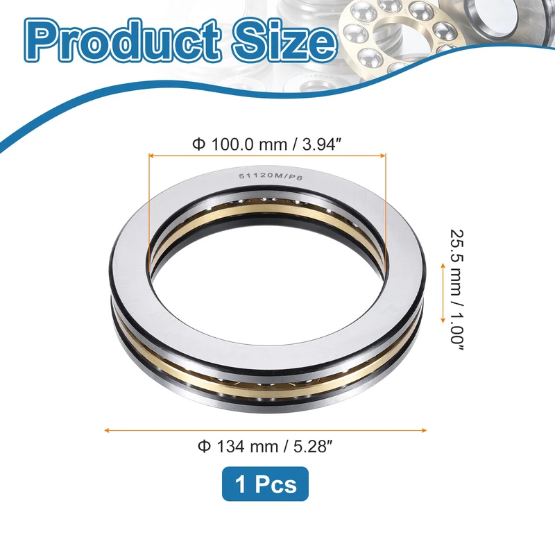 51120M Thrust Ball Bearing, Flat Axial Ball Bearings 100 x 134 x 25.5mm ABEC3