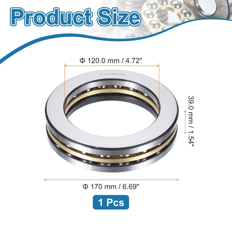 51224M Thrust Ball Bearing, Flat Axial Ball Bearings 120 x 170 x 39mm ABEC3