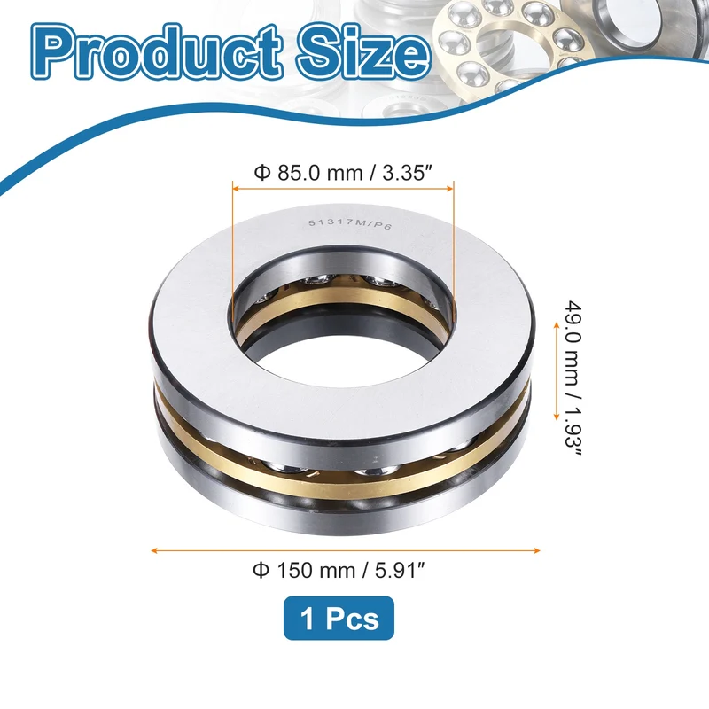 51317M Thrust Ball Bearing, Flat Axial Ball Bearings 85 x 150 x 49mm ABEC3