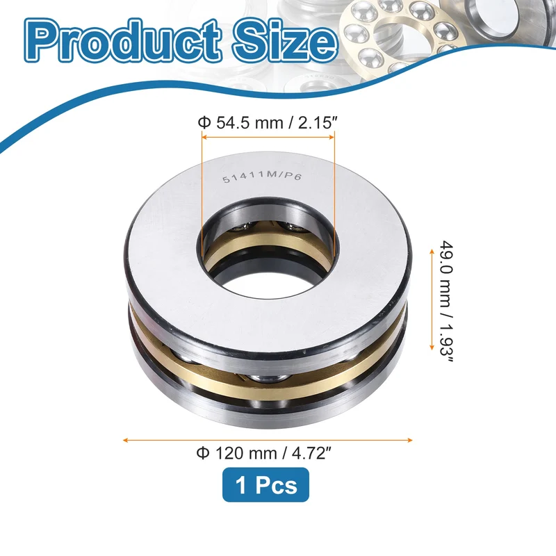51411M Thrust Ball Bearing, Flat Axial Ball Bearings 54.5 x 120 x 49mm ABEC3