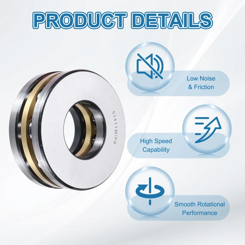 51411M Thrust Ball Bearing, Flat Axial Ball Bearings 54.5 x 120 x 49mm ABEC3