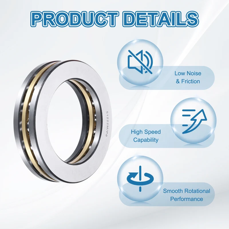 51222M Thrust Ball Bearing, Flat Axial Ball Bearings 110 x 160 x 38mm ABEC3