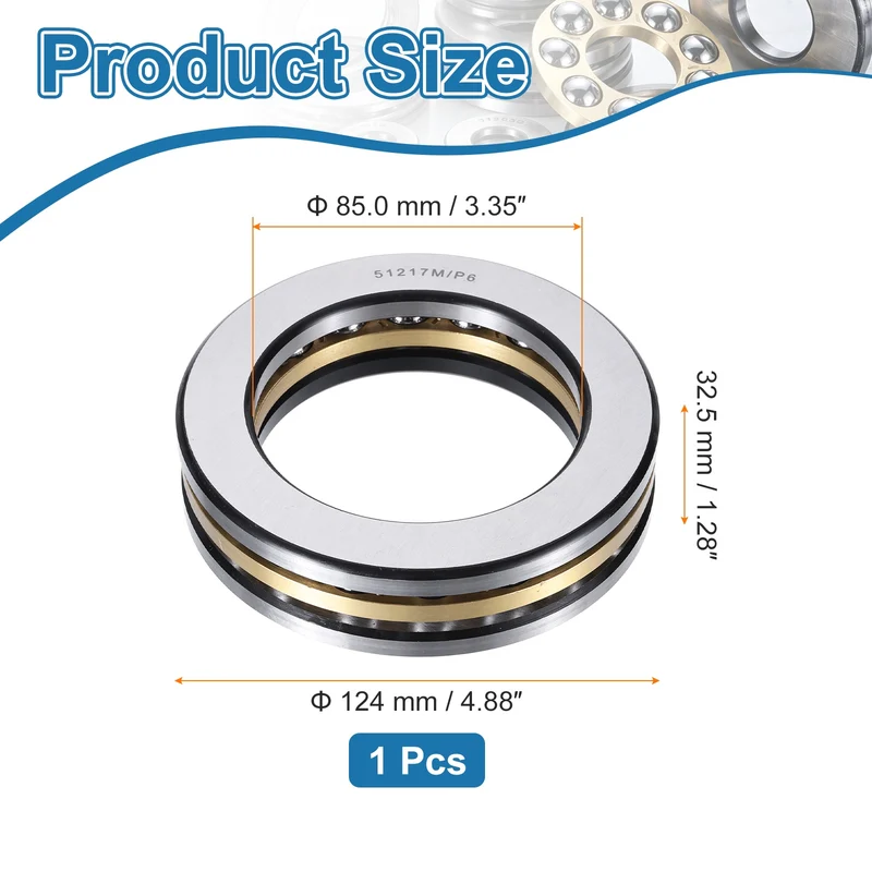51217M Thrust Ball Bearing, Flat Axial Ball Bearings 85 x 124 x 32.5mm ABEC3