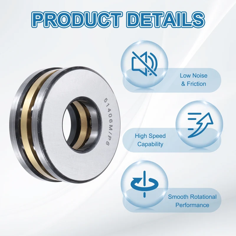 51406M Thrust Ball Bearing, Flat Axial Ball Bearings 30 x 70 x 28mm ABEC3