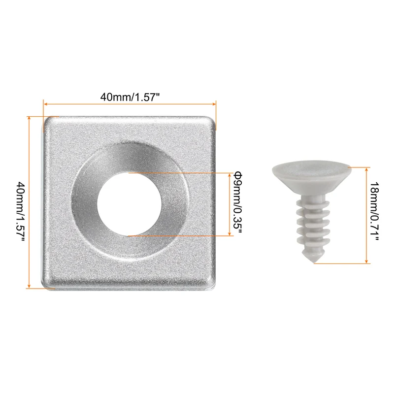 4Pcs 4040 EU Standard T-Slot 9mm Hole Dia Aluminum Extrusion End Cap 40x40mm Silver for Fish Tank Rack, Storage Rack with Push-in Fastener