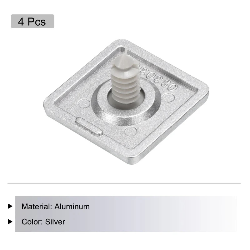 4Pcs 4040 EU Standard T-Slot 9mm Hole Dia Aluminum Extrusion End Cap 40x40mm Silver for Fish Tank Rack, Storage Rack with Push-in Fastener