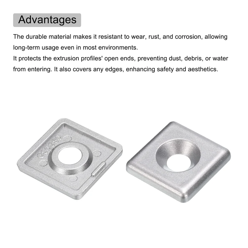 4Pcs 4040 EU Standard T-Slot 9mm Hole Dia Aluminum Extrusion End Cap 40x40mm Silver for Fish Tank Rack, Storage Rack with Push-in Fastener