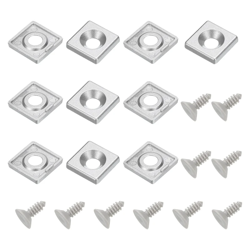 10Pcs 2020 EU Standard T-Slot 7mm Hole Dia Aluminum Extrusion End Cap 20x20mm Silver for Fish Tank Rack, Storage Rack with Push-in Fastener