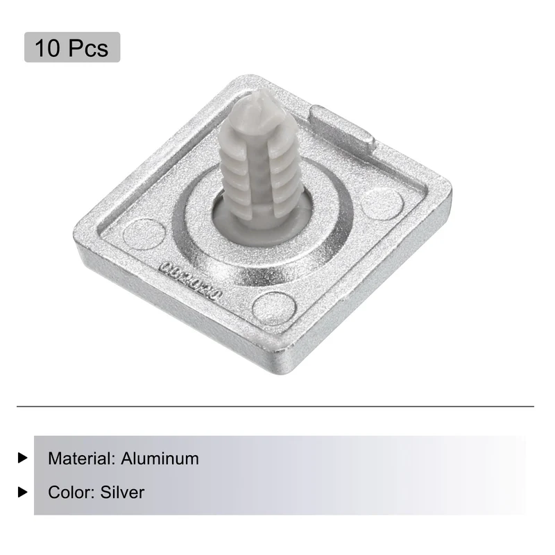 10Pcs 2020 EU Standard T-Slot 7mm Hole Dia Aluminum Extrusion End Cap 20x20mm Silver for Fish Tank Rack, Storage Rack with Push-in Fastener