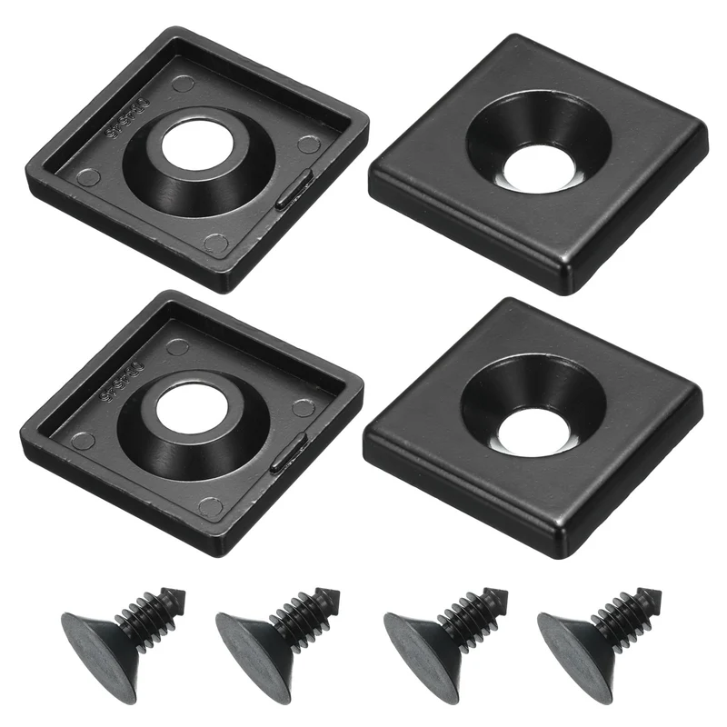 4Pcs 4545 EU Standard T-Slot 12.5mm Hole Dia Aluminum Extrusion End Cap 45x45mm Black for Fish Tank Rack, Storage Rack with Push-in Fastener