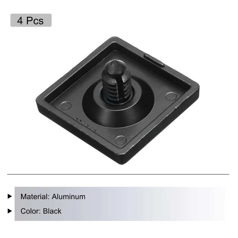 4Pcs 4545 EU Standard T-Slot 12.5mm Hole Dia Aluminum Extrusion End Cap 45x45mm Black for Fish Tank Rack, Storage Rack with Push-in Fastener