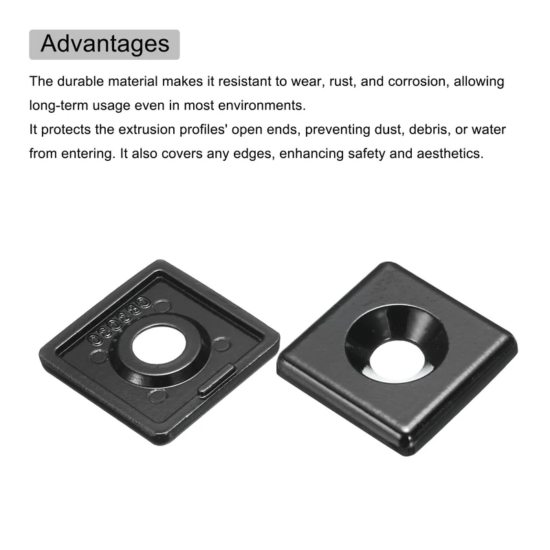 4Pcs 3030 EU Standard T-Slot 9mm Hole Dia Aluminum Extrusion End Cap 30x30mm Black for Fish Tank Rack, Storage Rack with Push-in Fastener
