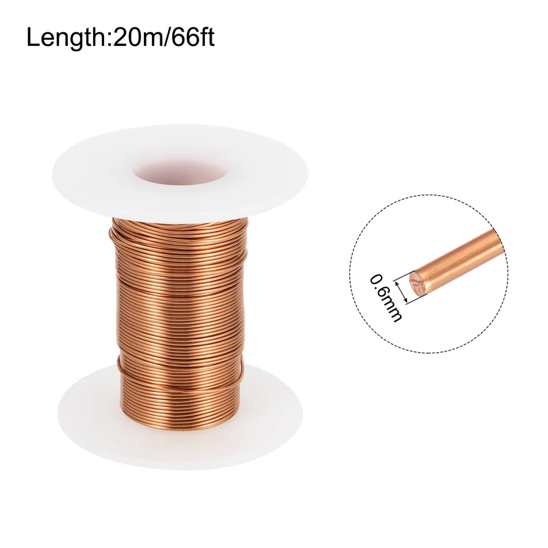 0.6mm Magnet Wire 66ft Enameled Magnet Winding Copper Wire 50g,Brown