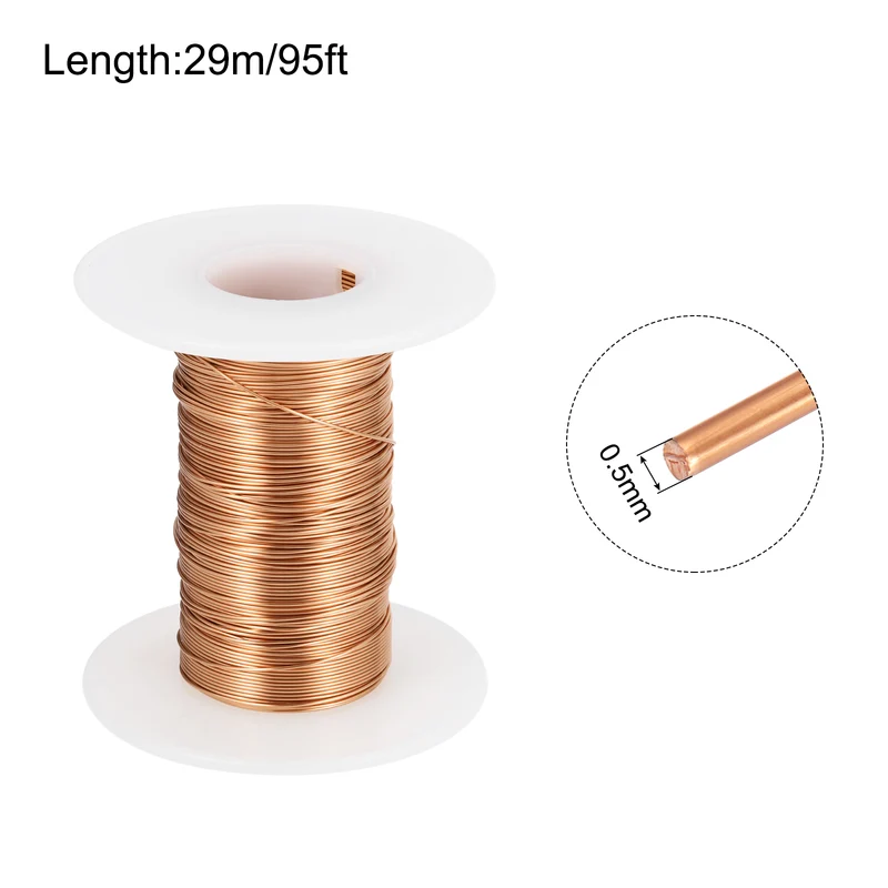 0.5mm Magnet Wire 95ft Enameled Magnet Winding Copper Wire 50g,Brown