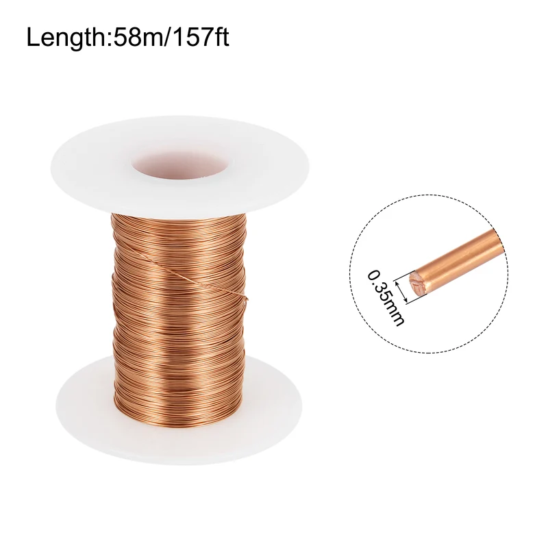 0.35mm Magnet Wire 157ft Enameled Magnet Winding Copper Wire 50g,Brown